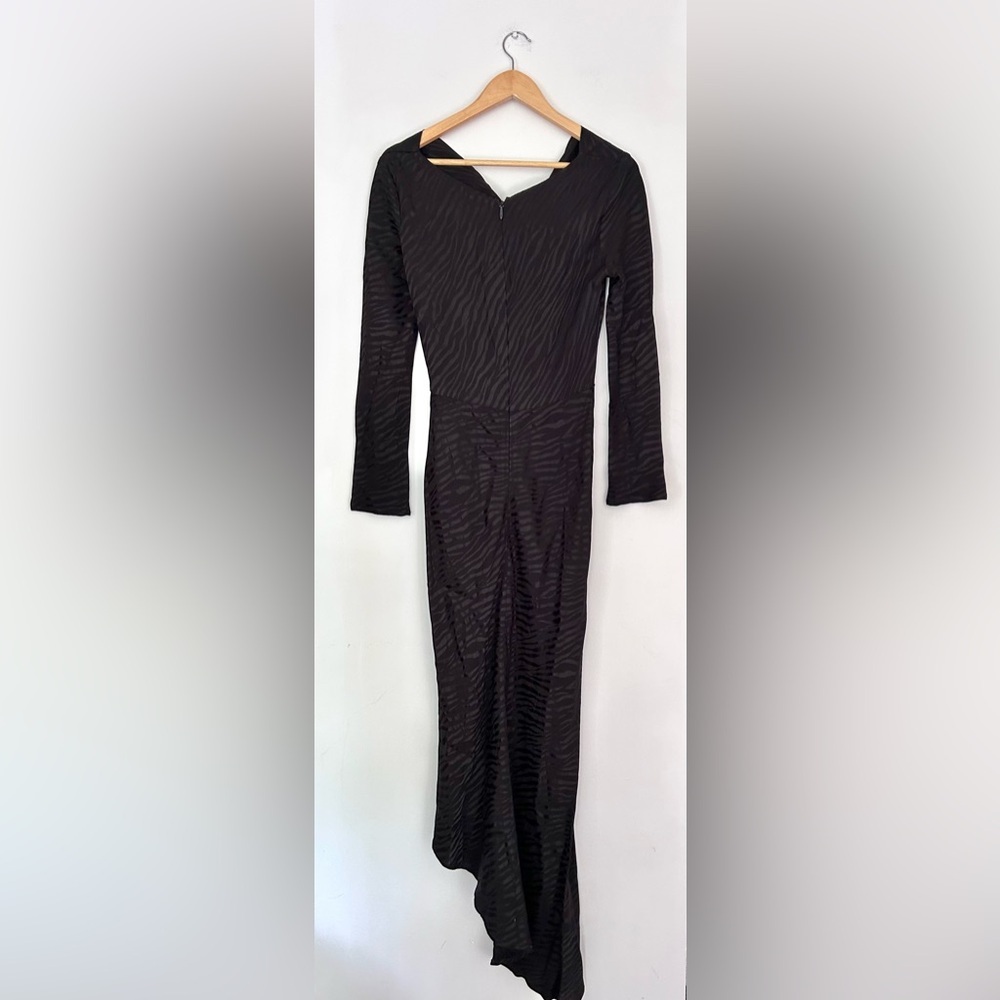 MOSSMAN TAKE BACK THE NIGHT BLACK DRESS long Elegant slit  Long Sleeve 4 - Picture 5 of 12